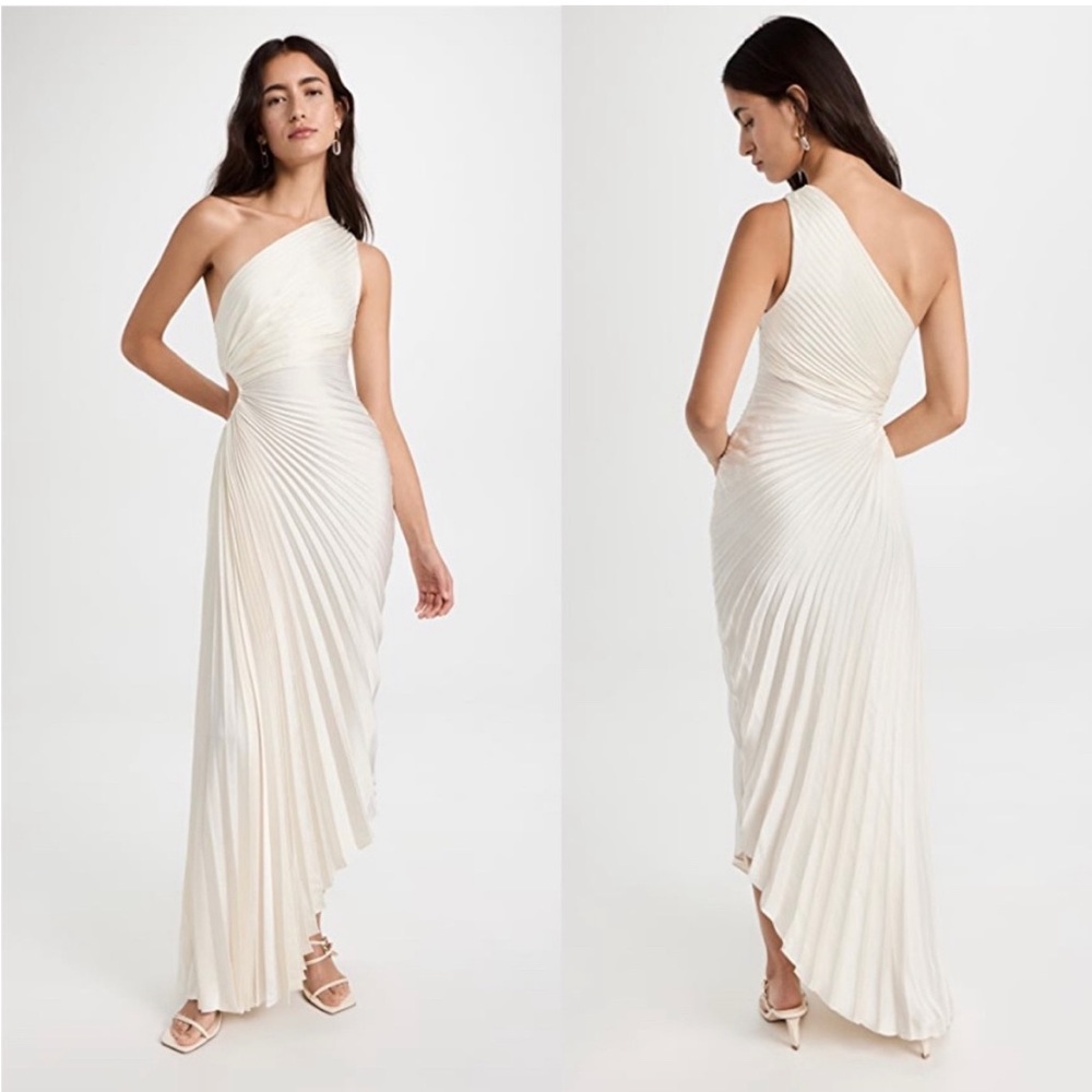 ALC Delfina Satin Pleated Dress